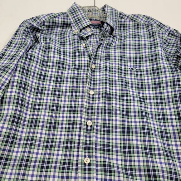 Vineyard Vine Men's Button Front Green Plaid Tucker Shirt Size M 62223-0292 - Picture 8 of 8